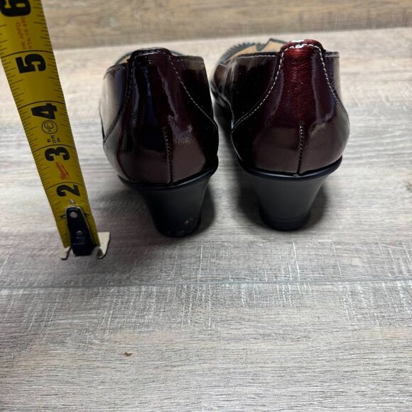 SAS Sonyo Bordo Red Patent Leather Slip On Low Heel Pumps Women's Size 8 - Picture 4 of 7